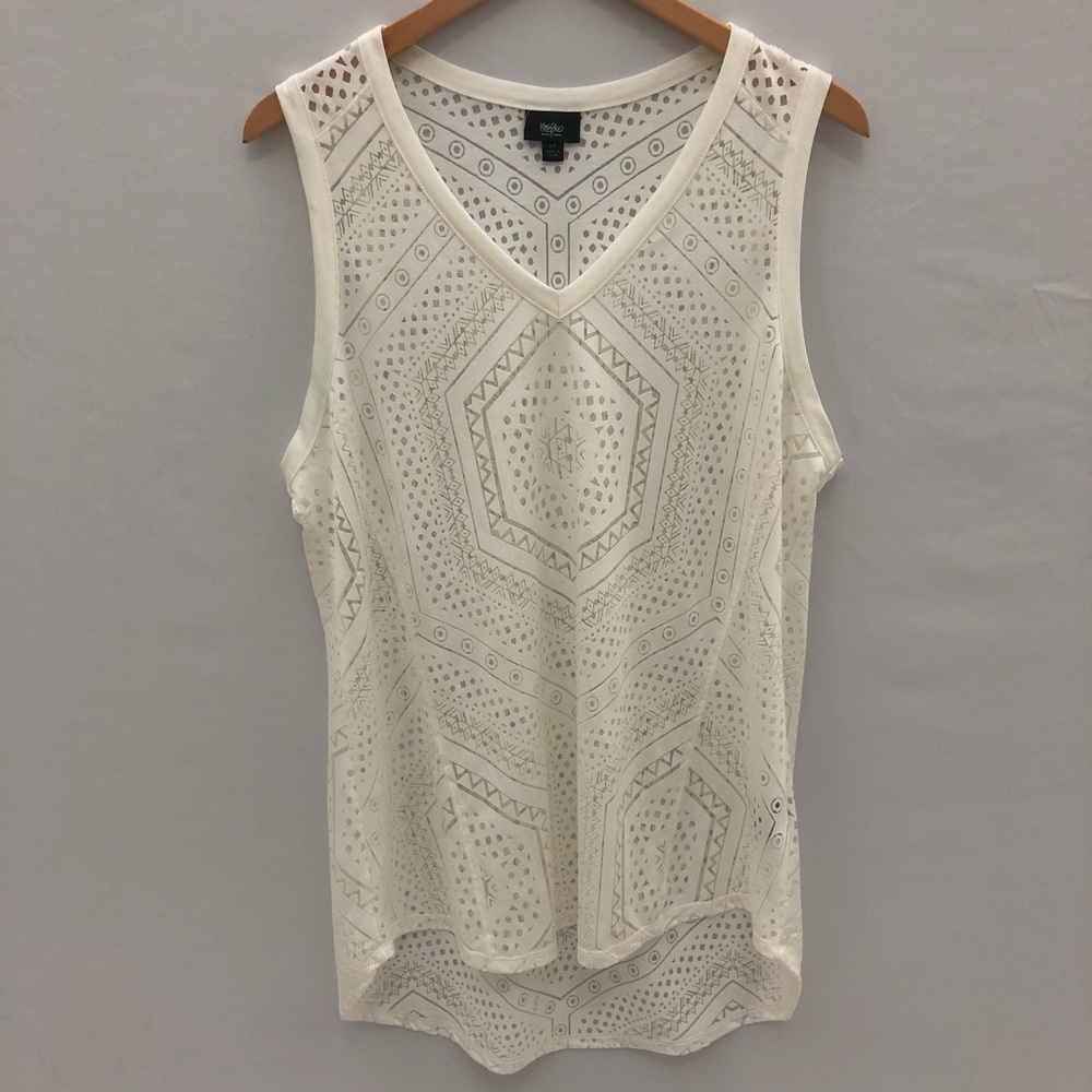 Mossimo Ivory Sheer Tank Top Sz L
